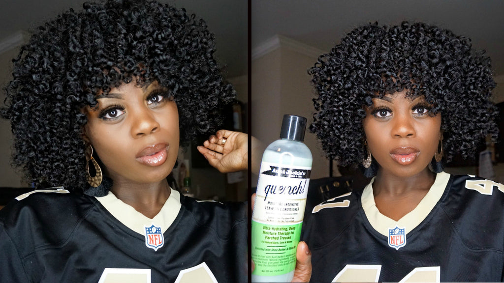 Condition Hair for Soft Shiny Curls using Aunt Jackies Quench Leave-in Conditioner